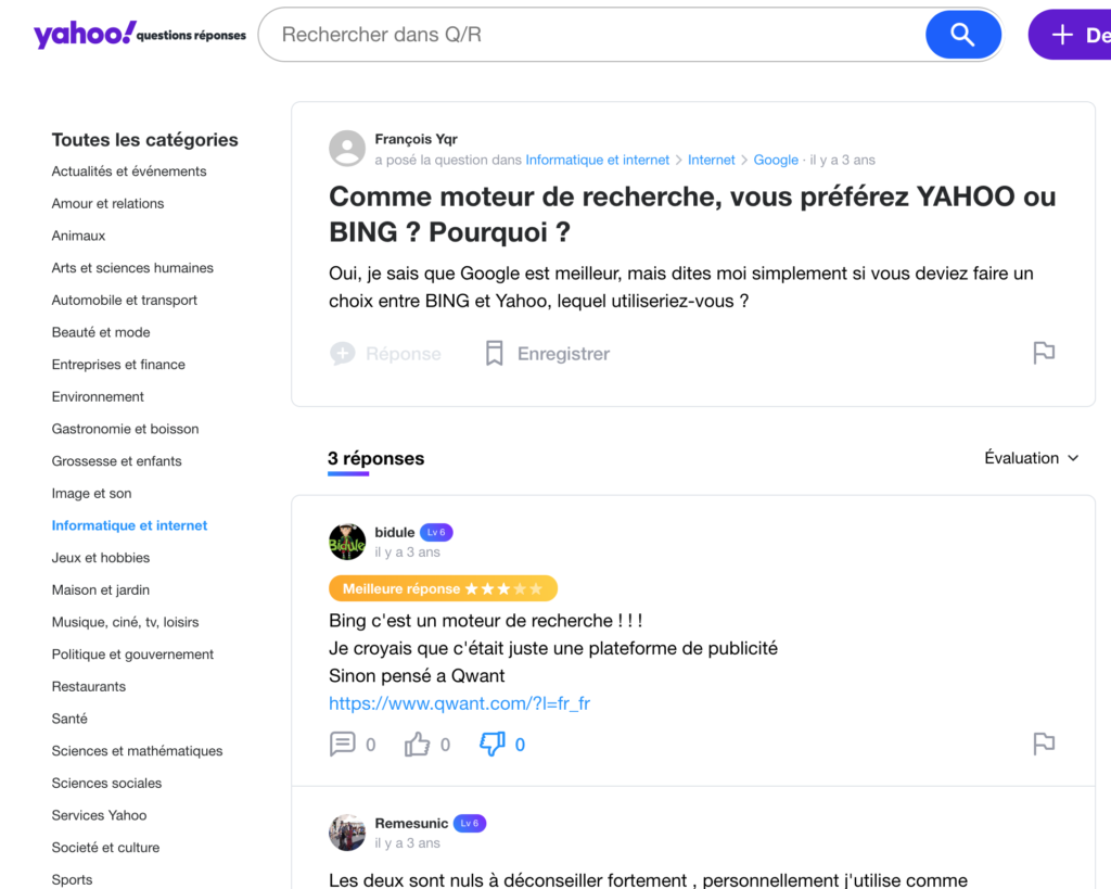Yahoo moteur de recherche