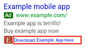 Extension d'application sur annonce du réseau de recherche Google Ads