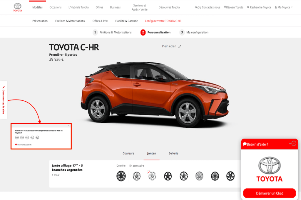 UX boosté sur le site e-commerce Toyota