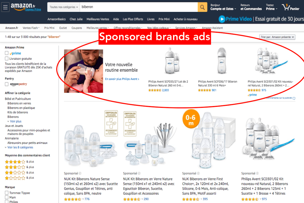 Exemple d'Amazon Sponsored Brand Ad