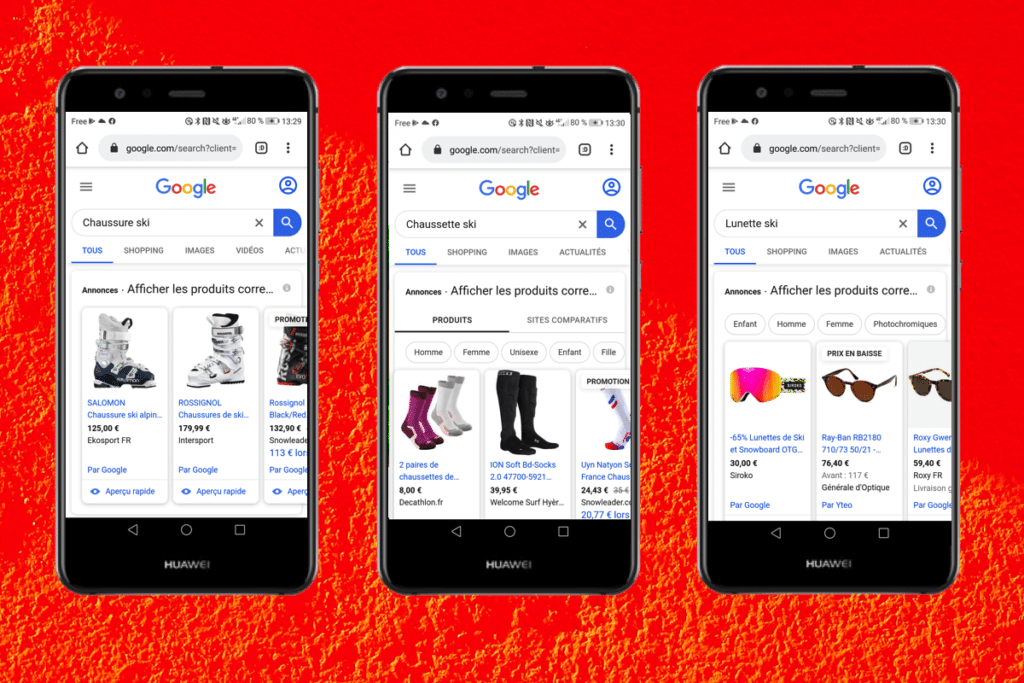 Omniprésence visuelle de Google Shopping version mobile