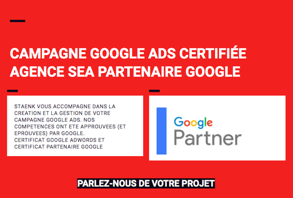 Staenk agence web Google Partner