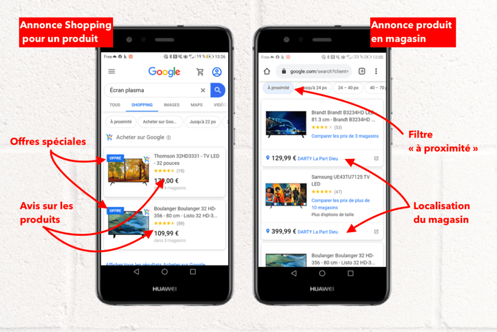 2 types d'annonces pour apparaître sur Google Shopping