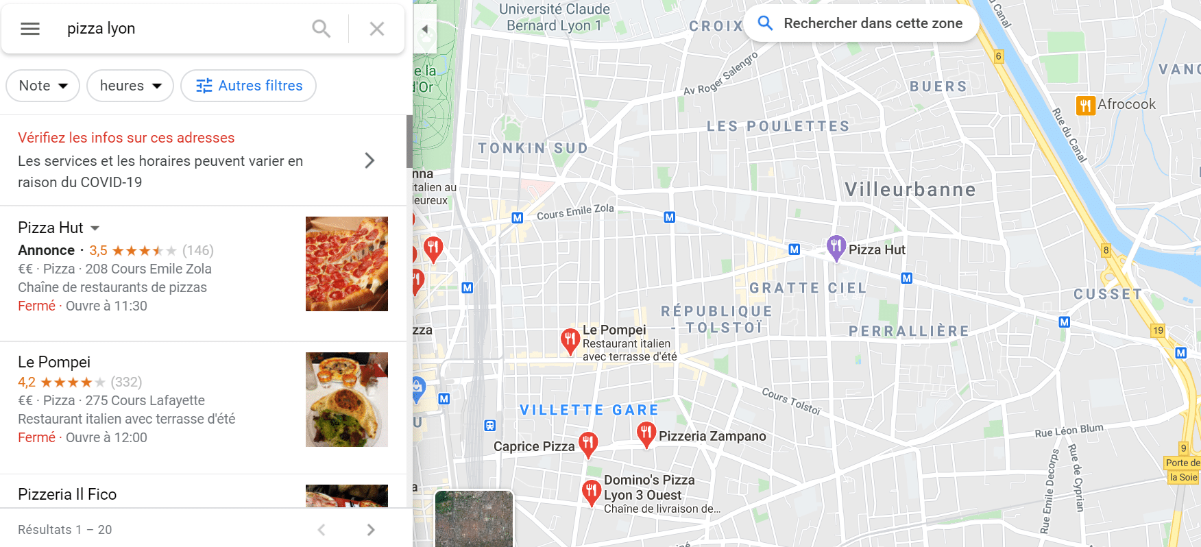 Exemple d'annonce Google Maps