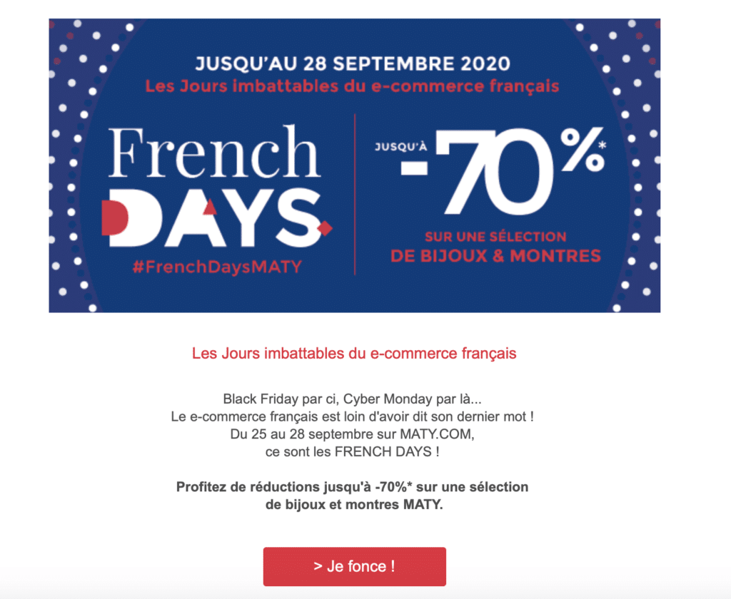 exemple e-mailing French Days